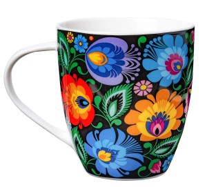 KUBEK FOLK – DUŻY 480 ML - ŁOWICKI CZARNY
