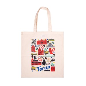 Bawełniana torba folk - Toruń symbole - średnie ucho