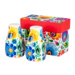 Solniczka i pieprzniczka z wzorem folk - kwiaty łowickie