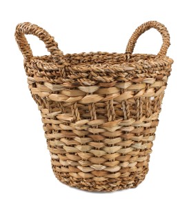 OKRĄGŁY KOSZYK Z TRAWY MORSKIEJ Z UCHWYTAMI 30x30x26/33 cm