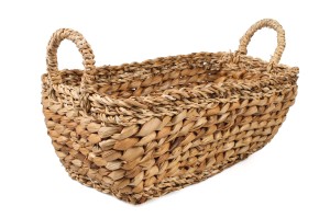 PROSTOKĄTNY KOSZ Z TRAWY MORSKIEJ Z UCHWYTAMI 40x24x15/21 cm