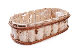 OWALNA BALKONÓWKA Z BRZOZY Z FOLIĄ 45x26x12 cm