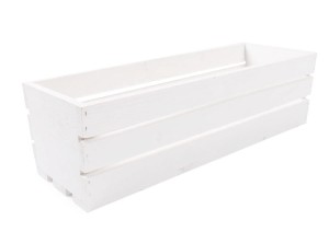BIAŁA DREWNIANA SKRZYNKA NA KWIATY I ZIOŁA 50x18x15 cm