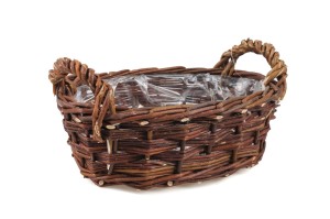 OWALNY WIKLINOWY KOSZYK DO OBSADZANIA Z FOLIĄ 34x24x13/17 cm