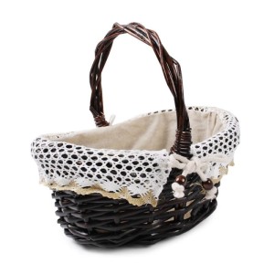 Owalny Koszyk wiklinowy Wielkanocny Na Święconkę 25x20x13/25 cm