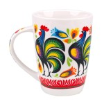 KUBEK FOLK 420 ML - WZORY ŁOWICKIE - KOGUTY
