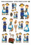 ZESTAW NAKLEJEK FOLK - PARA KASZUBSKA - BIAŁE TŁO