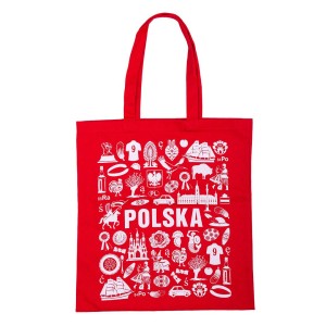 Torba bawełniana na zakupy - Polska Symbole - Czerwona