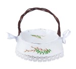 Serwetka do koszyczka Folk z Haftowanymi Baziami - Wykończona koronką