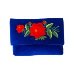 NIEBIESKA KOPERTÓWKA Z HAFTEM ŁOWICKIM - CZERWONA RÓŻA