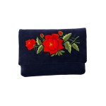 GRANATOWA KOPERTÓWKA Z HAFTEM ŁOWICKIM - CZERWONA RÓŻA