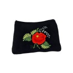 MAŁA KOSMETYCZKA Z AKSAMITU - HAFT ŁOWICKI - CZERWONA RÓŻA