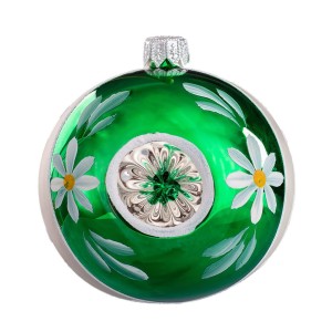 Bombka Retro Reflektor Kwiatek - Zielona