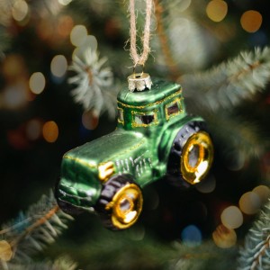 Bombka na choinkę Retro - Traktor Zielony Szklana