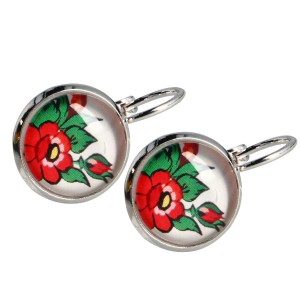 Kolczyki Folk na biglu - Kwiaty z Zalipia