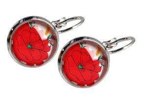 Kolczyki Folk na biglu - Wzory Kociewskie - Białe