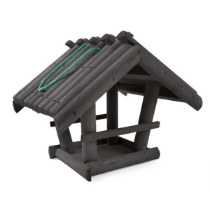 Szary drewniany Karmnik dla ptaków 33x28x27 cm