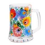 Kufel szklany 510 ml Folk - Wzory Łowickie - Kwiaty