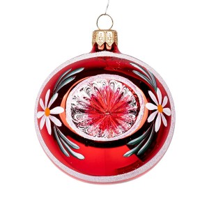 Bombka Retro Reflektor 8 cm - Czerwona