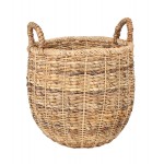 Duży okrągły kosz Boho z liści bananowca z uchwytami 48x48x45/54 cm