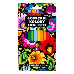 Kredki grube 12 sztuk - Wzory Łowickie - Czarne