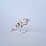 Sowa Śnieżna Mała - Ptaszek ludowy drewniany Rękodzieło