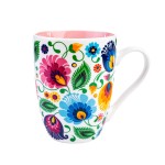 Kubek Folk 350 ml - Wzory Łowickie - Różowy