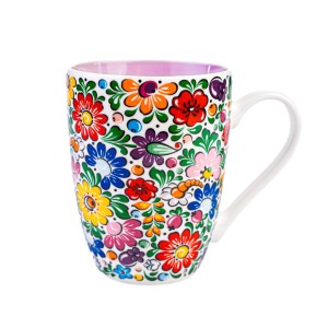 Kubek Folk 350 ml - Wzory Opolskie - Fioletowy
