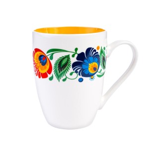 Kubek Folk 350 ml - Wianek Łowicki - Pomarańczowy