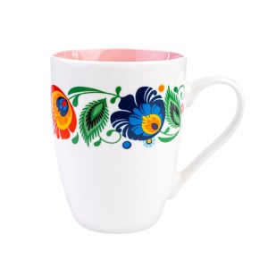 Kubek Folk 350 ml - Wianek Łowicki - Różowy