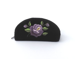 Mała kosmetyczka/etui na okulary z fioletową łowicką różą