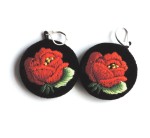 Haftowane kolczyki Folk - Czerwona róża łowicka